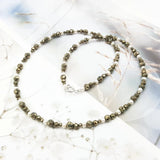 Komorebi - Collier Argent, Pyrite et Perle d'Eau Douce