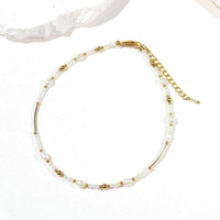 Hikari - Chaine de Cheville Citrine, Perle d'Eau Douce et Cristal