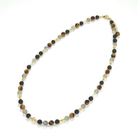 Dung - Collier Or, Labradorite, Obsidienne et Œil de Tigre
