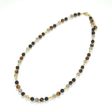 Dung - Collier Or, Labradorite, Obsidienne et Œil de Tigre