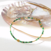 Morika - Chaîne de Cheville Jade d'Afrique et Perle d'Eau Douce