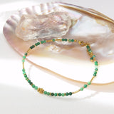 Morika - Chaîne de Cheville Jade d'Afrique et Perle d'Eau Douce
