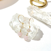 Billi - Boucles d'Oreilles Or et Quartz Rose