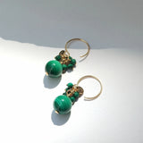 Gong - Boucles d'Oreilles Or et Malachite
