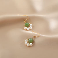 Candra - Boucles d'Oreilles Or, Perle d'Eau Douce et Jade