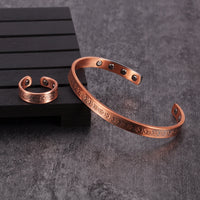 Syu - Bracelet Jonc et Bague Cuivre Magnétiques