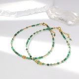 Morika - Chaîne de Cheville Jade d'Afrique et Perle d'Eau Douce