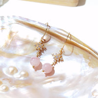 Billi - Boucles d'Oreilles Or et Quartz Rose