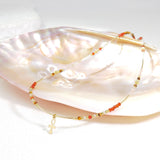 Zhu - Collier Or, Citrine et Pierre de Soleil et Cornaline