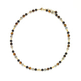 Dung - Collier Or, Labradorite, Obsidienne et Œil de Tigre