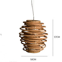 Oval suspension decomposed in rattan