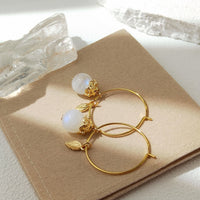 Bawi - Boucles d'Oreilles Or et Pierre de Lune