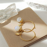 Bawi - Boucles d'Oreilles Or et Pierre de Lune