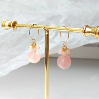 Loju - Boucles d'Oreilles Or et Quartz Rose