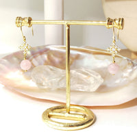 Billi - Boucles d'Oreilles Or et Quartz Rose