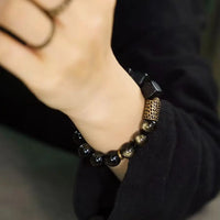 Dorje - Bracelet Cuivre, Bois d'Ébène et Obsidienne