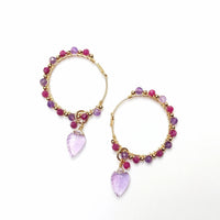 Shant - Boucles d'Oreilles Or, Rubis et Améthyste