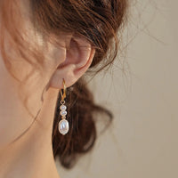 Luna - Boucles d'Oreilles Or et Perles d'Eau Douce