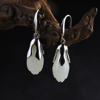 Rotasu - Hook earrings Silver and jade