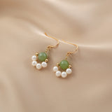 Candra - Boucles d'Oreilles Or, Perle d'Eau Douce et Jade