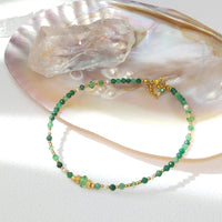Morika - Chaîne de Cheville Jade d'Afrique et Perle d'Eau Douce