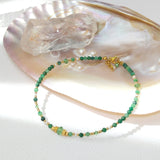 Morika - Chaîne de Cheville Jade d'Afrique et Perle d'Eau Douce