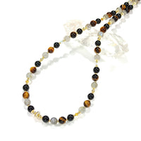 Dung - Collier Or, Labradorite, Obsidienne et Œil de Tigre