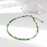 Morika - Chaîne de Cheville Jade d'Afrique et Perle d'Eau Douce