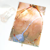 Zhu - Collier Or, Citrine et Pierre de Soleil et Cornaline