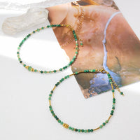 Morika - Chaîne de Cheville Jade d'Afrique et Perle d'Eau Douce