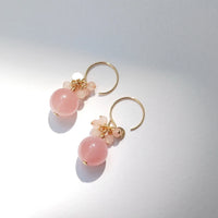 Loju - Boucles d'Oreilles Or et Quartz Rose