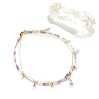 Anahata - Chaîne de Cheville Améthyste et Quartz Rose