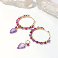Shant - Boucles d'Oreilles Or, Rubis et Améthyste