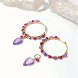 Shant - Boucles d'Oreilles Or, Rubis et Améthyste