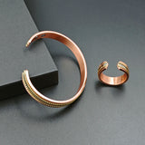 Sui - Bracelet Jonc et Bague Cuivre Magnétiques