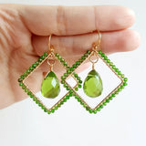 Semi - Boucles d'Oreilles Or et Diopside