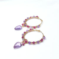 Shant - Boucles d'Oreilles Or, Rubis et Améthyste