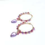 Shant - Boucles d'Oreilles Or, Rubis et Améthyste