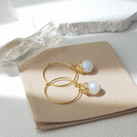 Bawi - Boucles d'Oreilles Or et Pierre de Lune