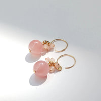 Loju - Boucles d'Oreilles Or et Quartz Rose