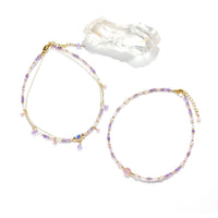 Anahata - Chaîne de Cheville Améthyste et Quartz Rose