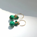 Gong - Boucles d'Oreilles Or et Malachite