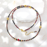 Kinjo - Collier Or, Agate Noire et Grenat