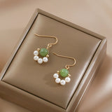Candra - Boucles d'Oreilles Or, Perle d'Eau Douce et Jade