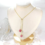 Rhodonite Drop - Collier Or et Rhodonite