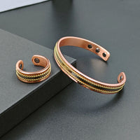 Sui - Bracelet Jonc et Bague Cuivre Magnétiques