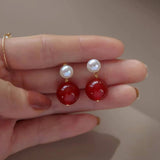 Mutiara - Boucles d'Oreilles Or, Perle d'Eau Douce et Cornaline