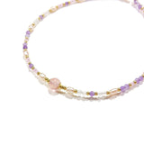 Anahata - Chaîne de Cheville Améthyste et Quartz Rose