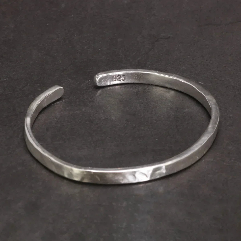 Bracelet Jonc En Argent Massif 900 - Diamètre 65mm, Largeur 4mm - Style Fin Et Artisanal