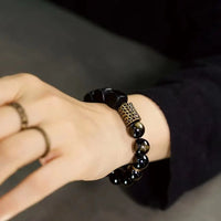 Dorje - Bracelet Cuivre, Bois d'Ébène et Obsidienne